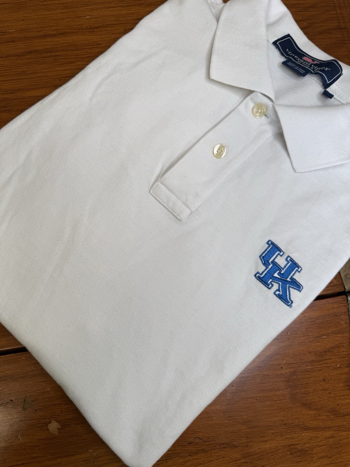 Kentucky Wildcats Polo Shirt Mens Large White NCAA Basketball Vineyard Vines