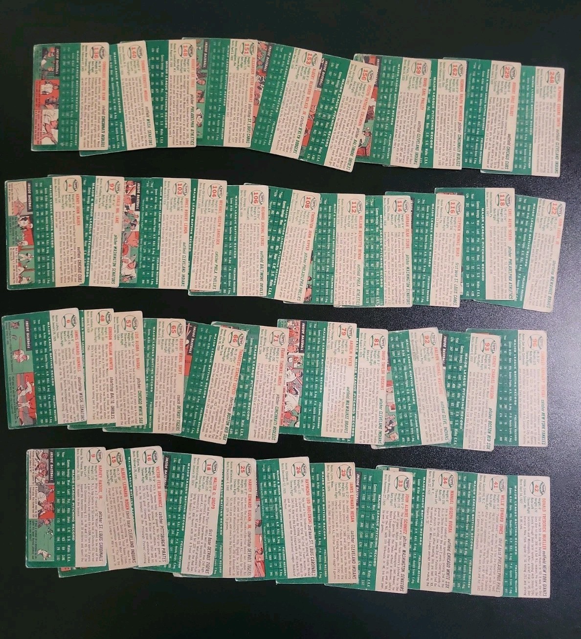 1954 Topps Baseball Card Lot – 43 Different Cards – W/ Hank Sauer and Gene Smith