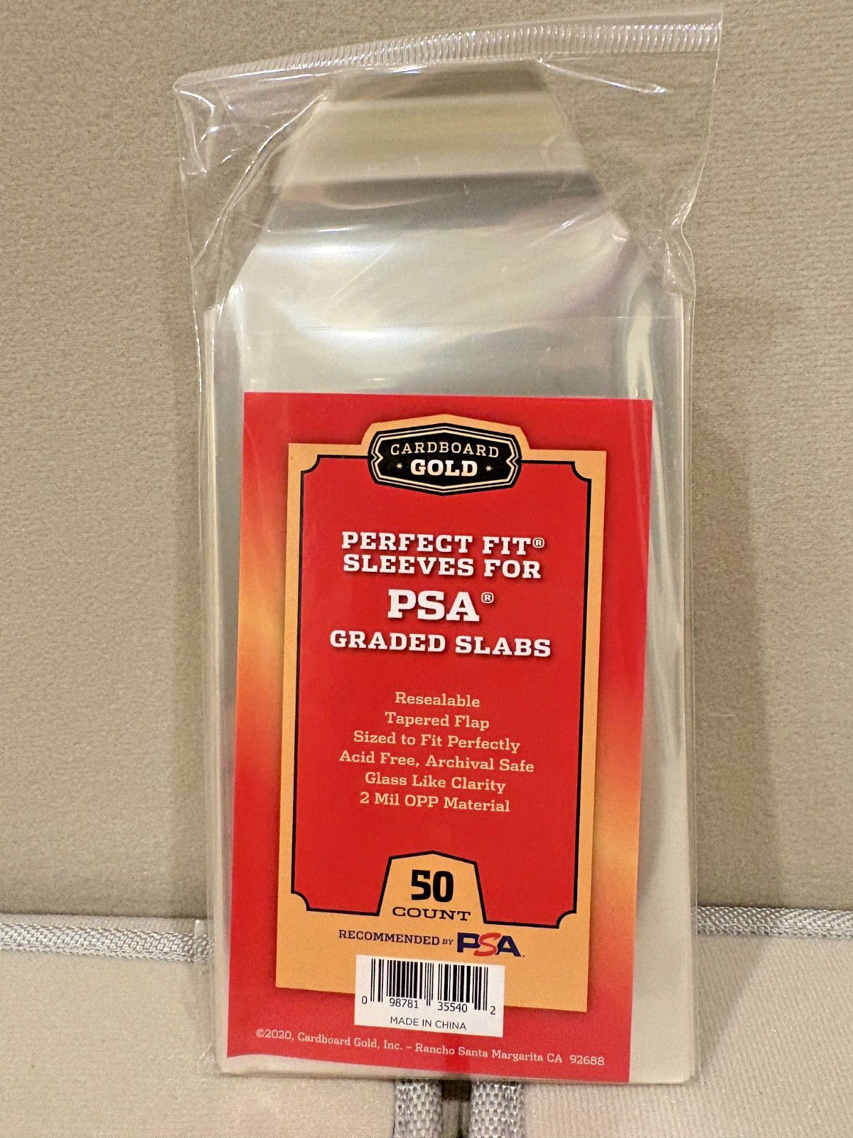 Cardboard Gold PSA Perfect Fit Graded Card Sleeves PSA Logo 50 Count