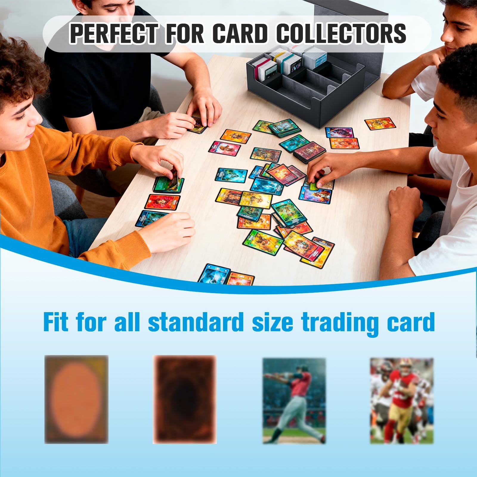Trading Card Storage Box with 12 Dividers and 6 Foam Stoppers, Large Capacity…