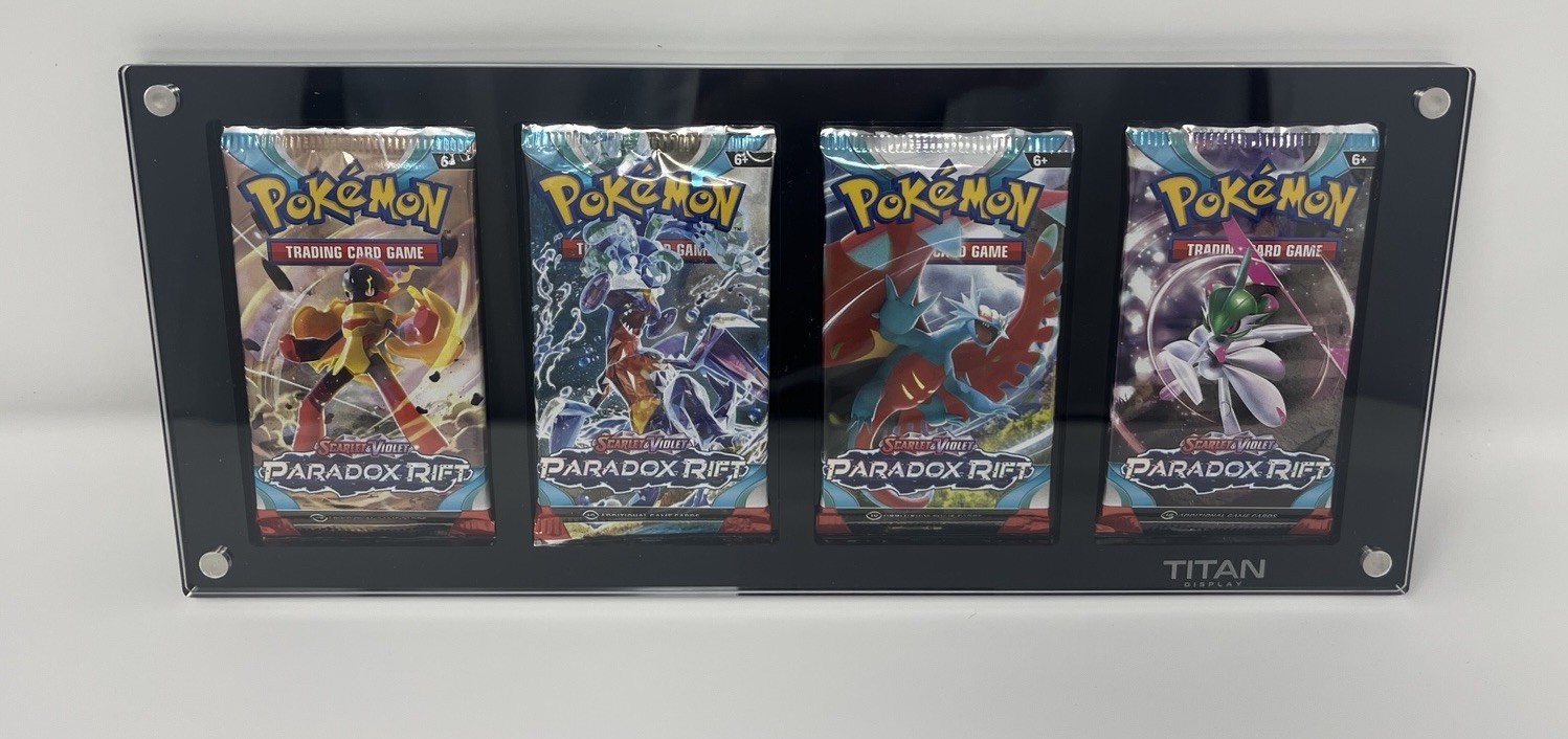 (4) Pack Hanging Wall Display Frame Magnetic Lid FITS Pokemon Booster Packs