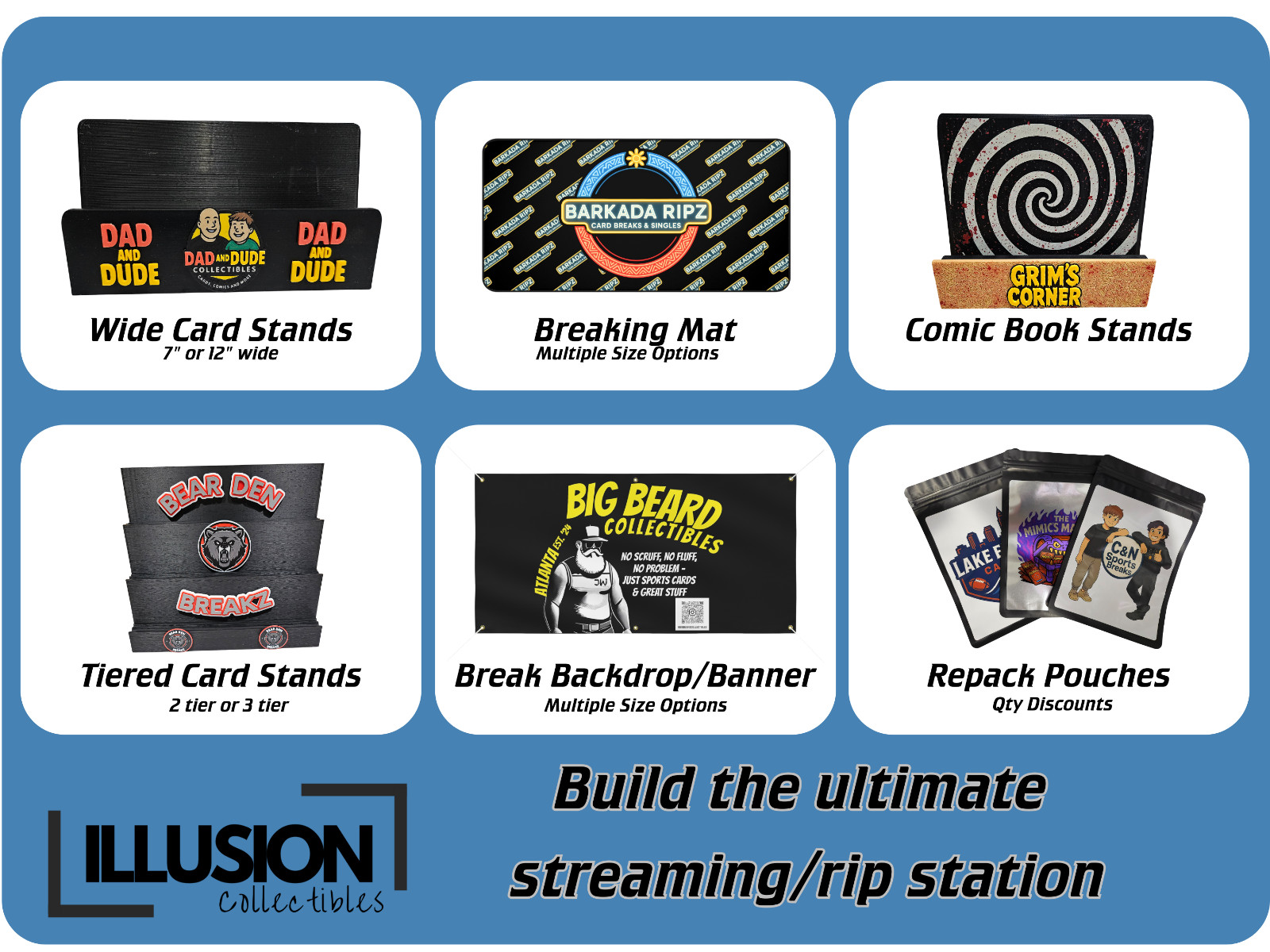 Custom Card Stands (add your logo), For Sports Cards, Pokemon, MTG, Breakers