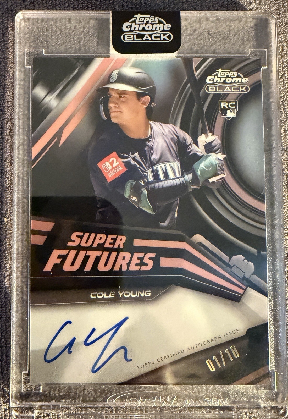2026 Topps Chrome Black Super Futures Auto COLE YOUNG RC 1/10 First On Print!