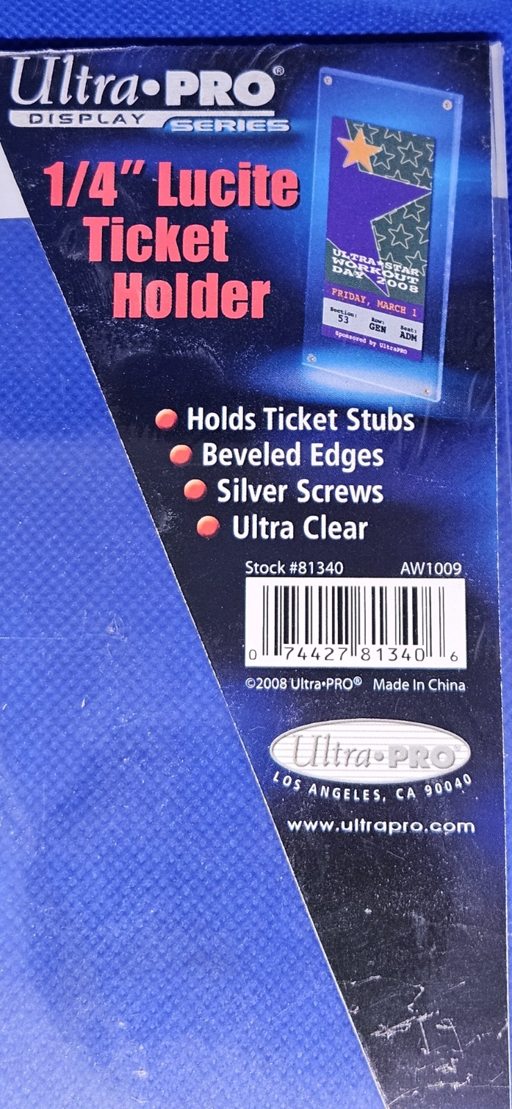 (5) Ultra Pro 1/4″ Lucite Ticket Holder – Acrylic Display Slab – Beveled Edges!