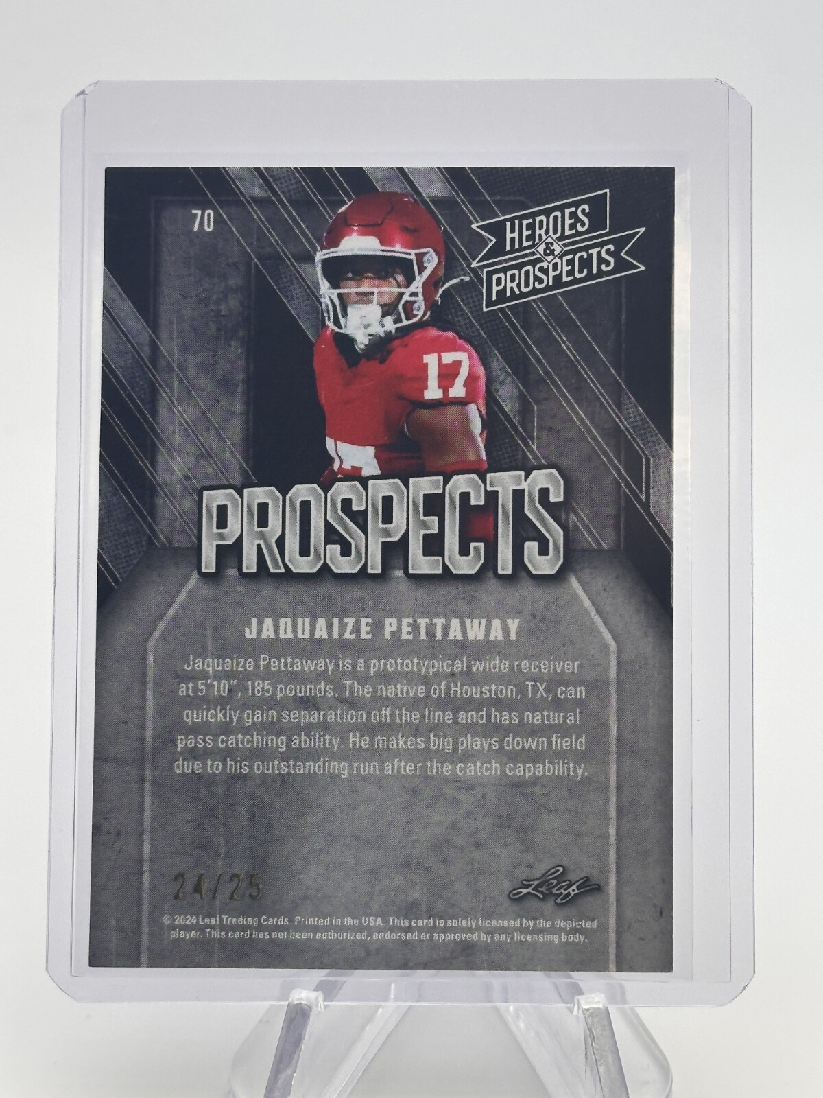 JAQUAIZE PETTAWAY 2024 LEAF HEROES PROSPECTS RED PARALLEL NON-AUTO /25 OKLAHOMA
