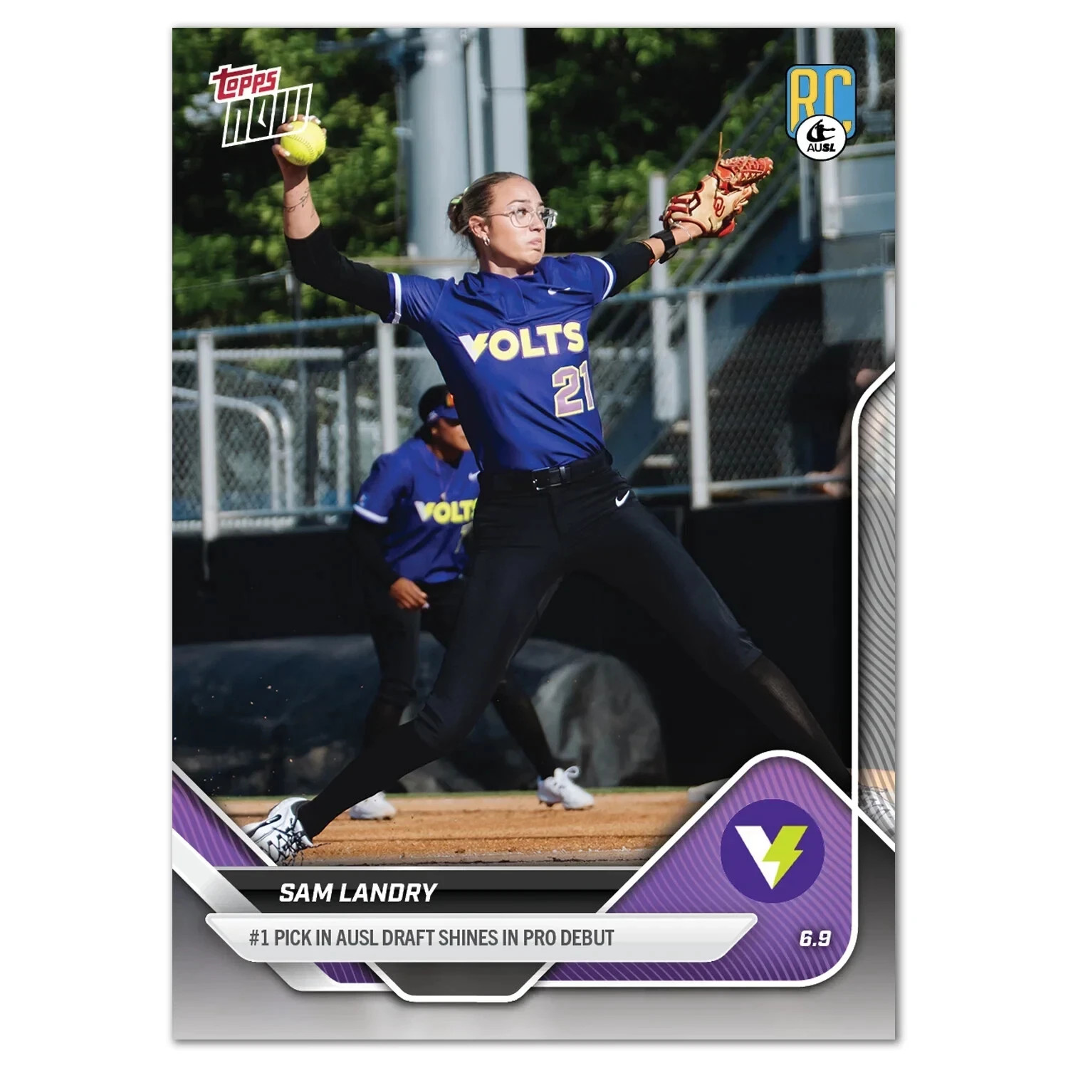 Sam Landry 2025 AUSL Topps NOW® Card 4 PR: 4357 OU 1st pick debut Volts RC