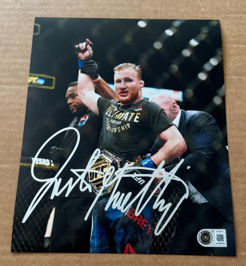 JUSTIN GAETHJE SIGNED 8X10 PHOTO UFC MMA BECKETT BAS HAND SIGNED