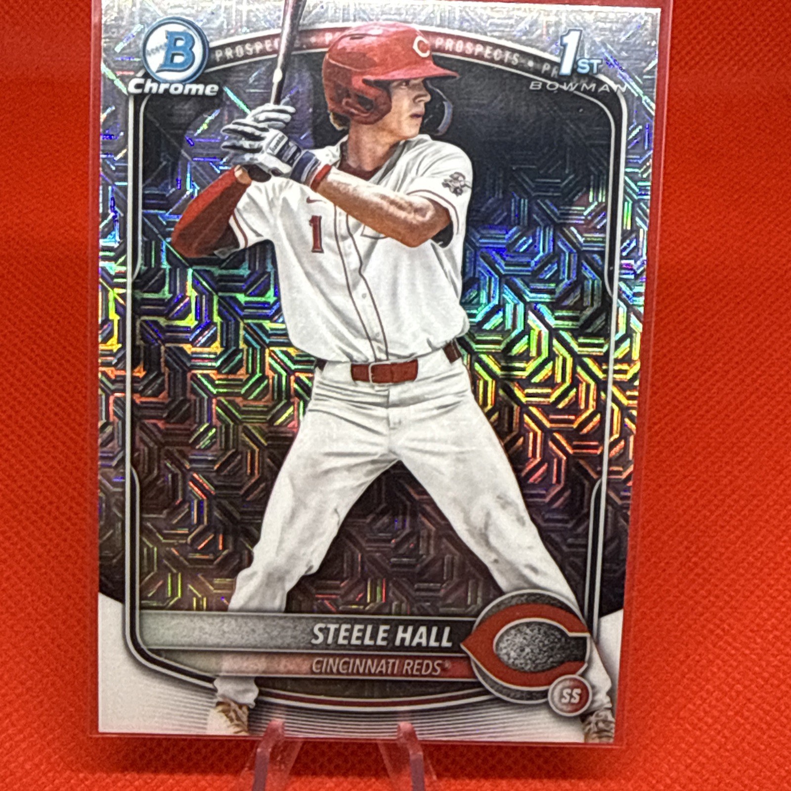 2025 Bowman Draft-#BDC-20 Steele Hall 1st Chrome Mojo Refractor Cincinnati Reds