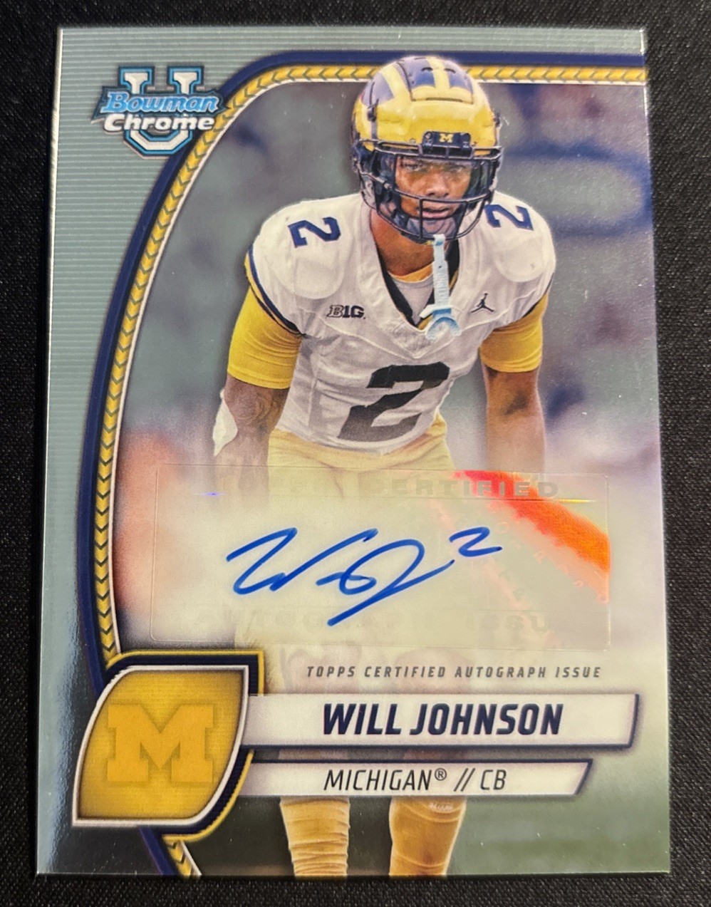2024 Bowman U Chrome Prospect Will Johnson #PA-WJO Auto Rookie Michigan RC