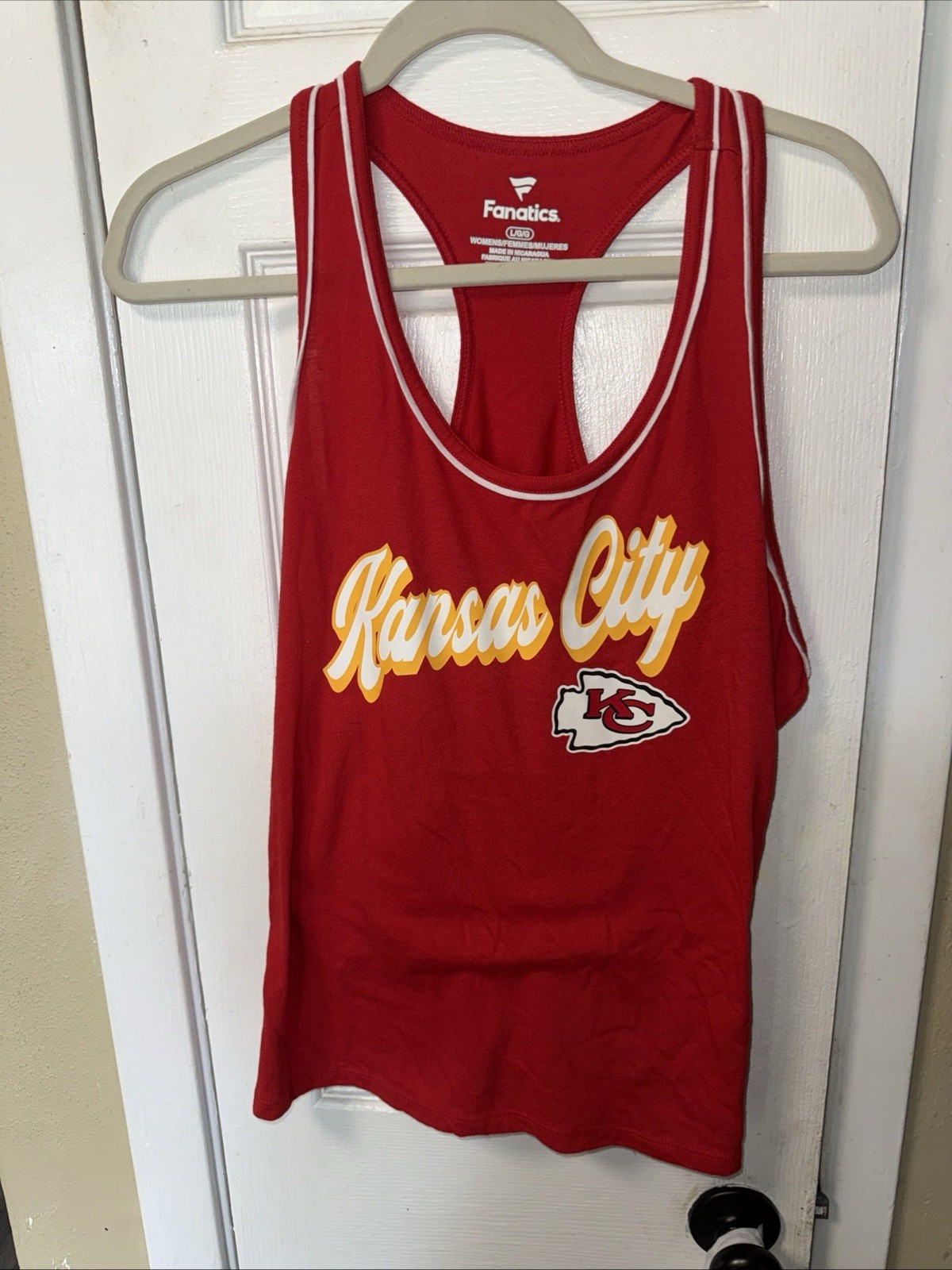 Nike Kansas City Chiefs NFL Red Yellow White Racerback Tank Top Size Large