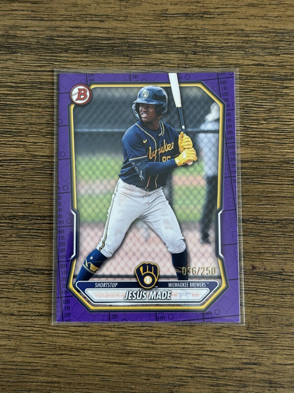 2026 Bowman Jesus Made Purple Parallel /250 BP-96 Milwaukee Brewers