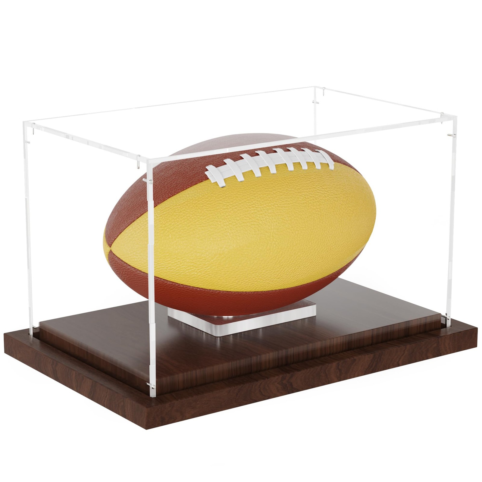 VGMiu Football Display Case with Wood Base, Acrylic Case, Clear