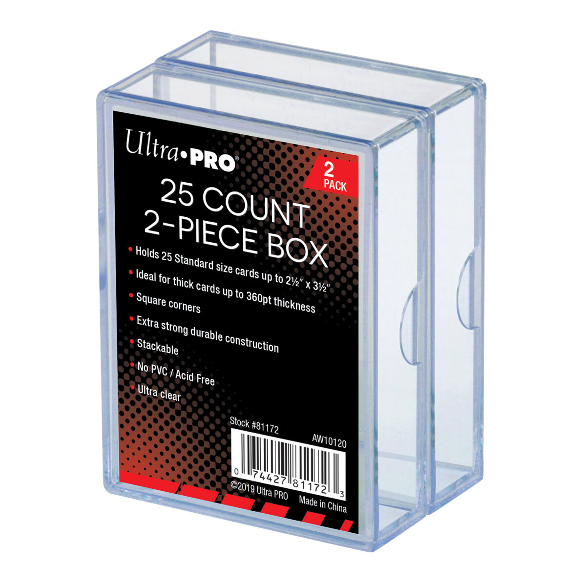 10 Boxes- Ultra Pro 2 Piece Slider Box 25 Count Plastic Card Case (5 Packs of 2)