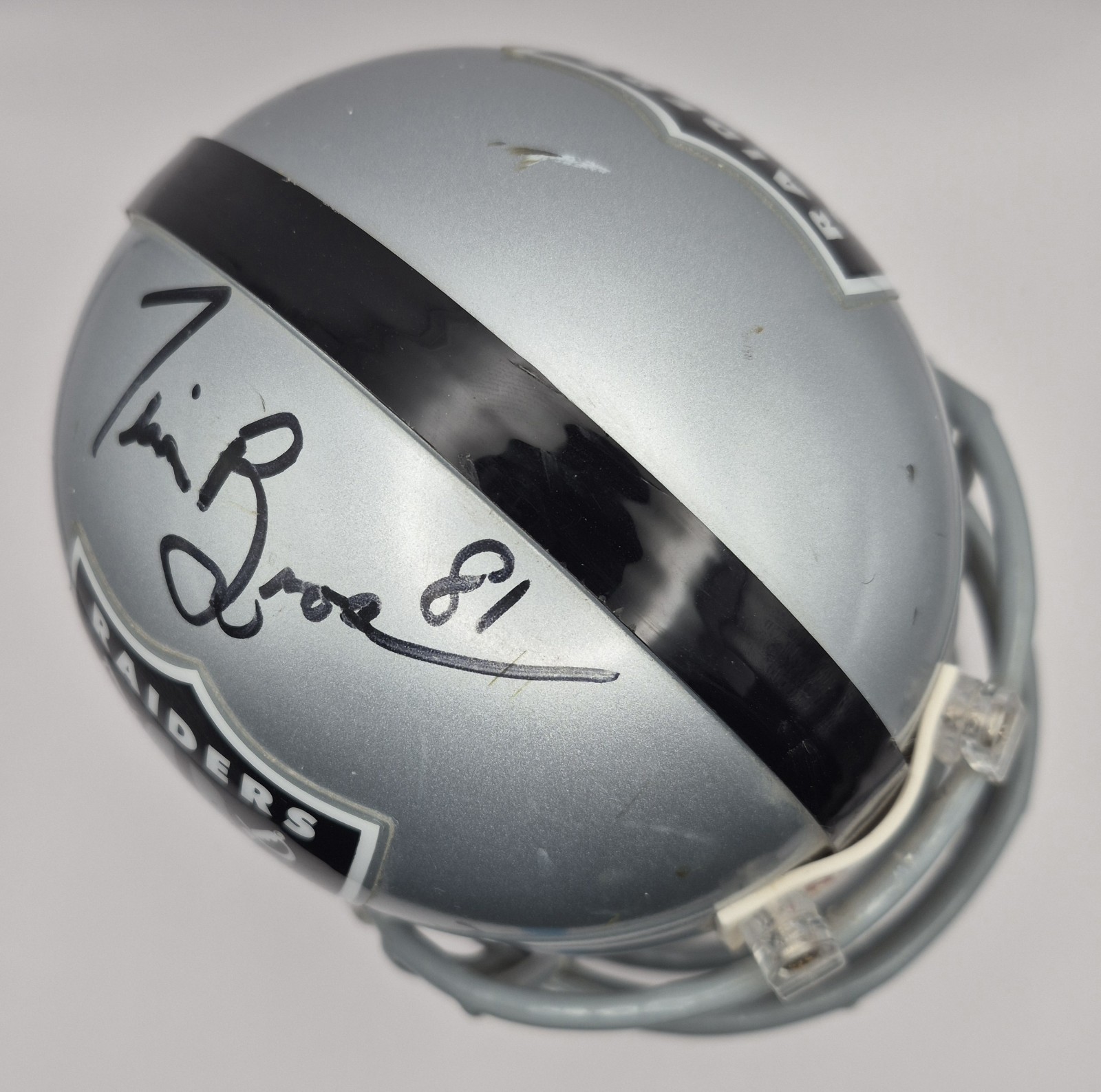 Oakland Raiders Tim Brown Signed Mini Helmet Riddell Autograghed