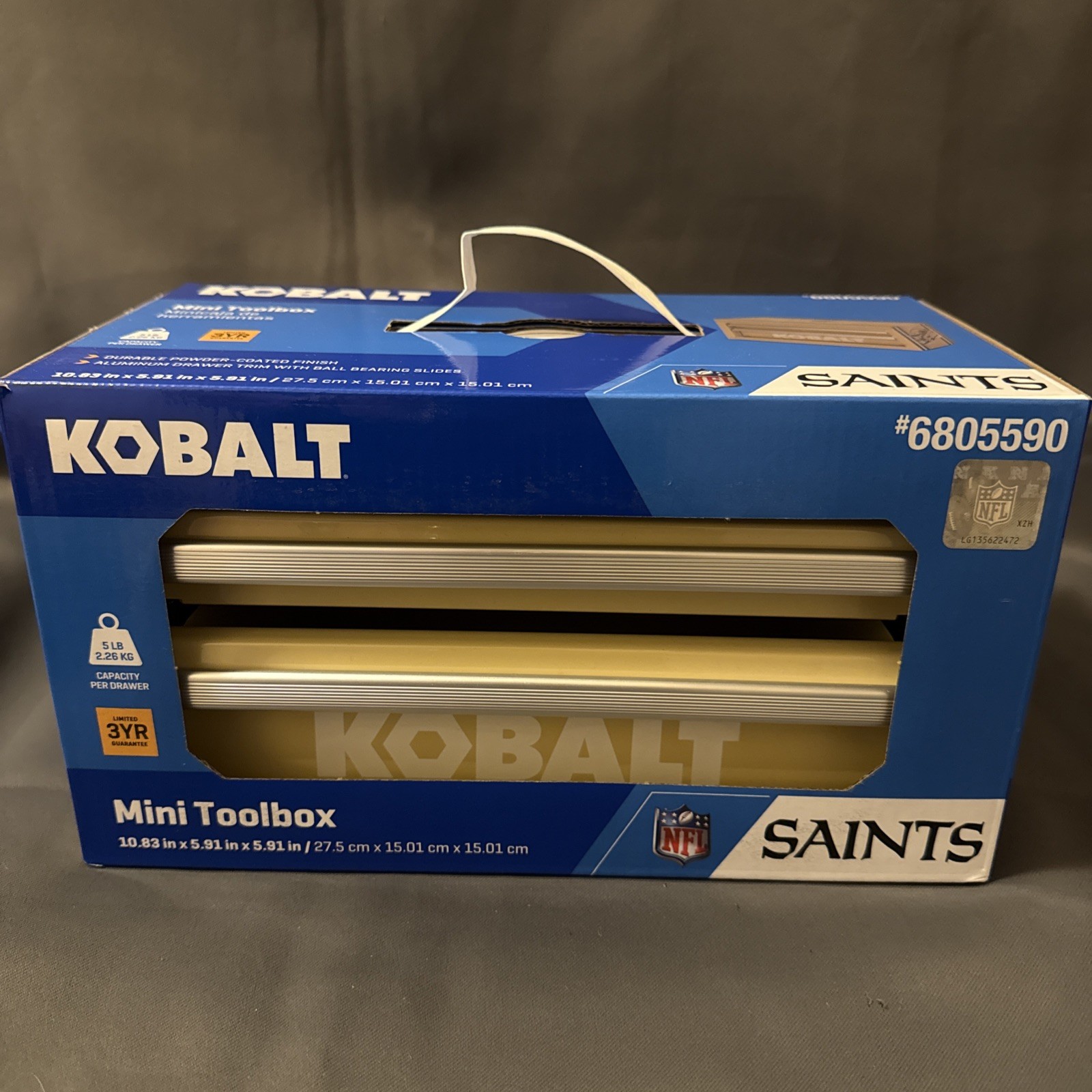 KOBALT NFL New Orleans Saints MINI TOOL BOX. 2 Drawer Hard To Find – Fathers Day