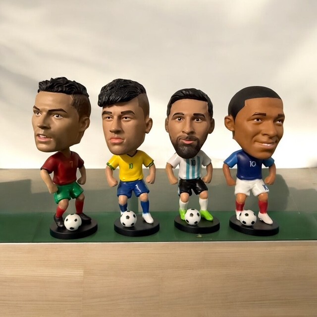 NEW 4 Inch PVC Soccer Star Bobblehead Messi Ronaldo Mbappe Neymar