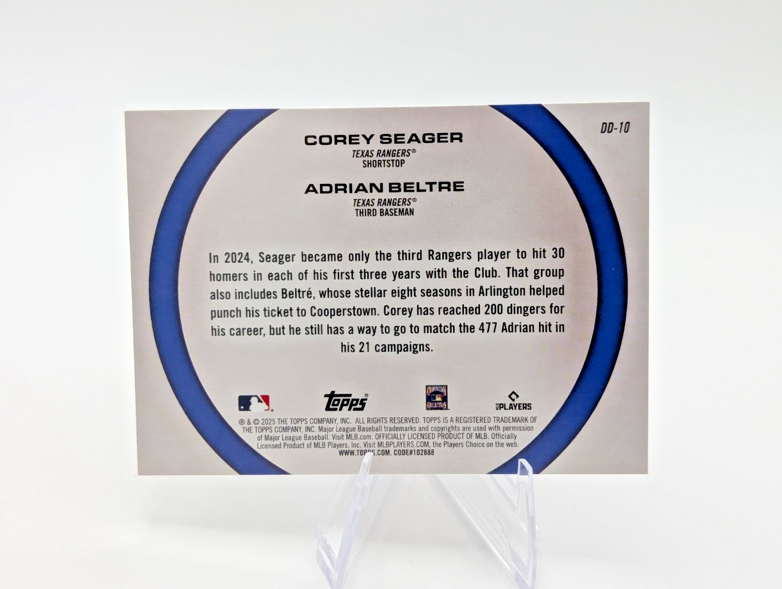 2025 Topps Series 2 – Corey Seager / Adrian Beltre #DD-10