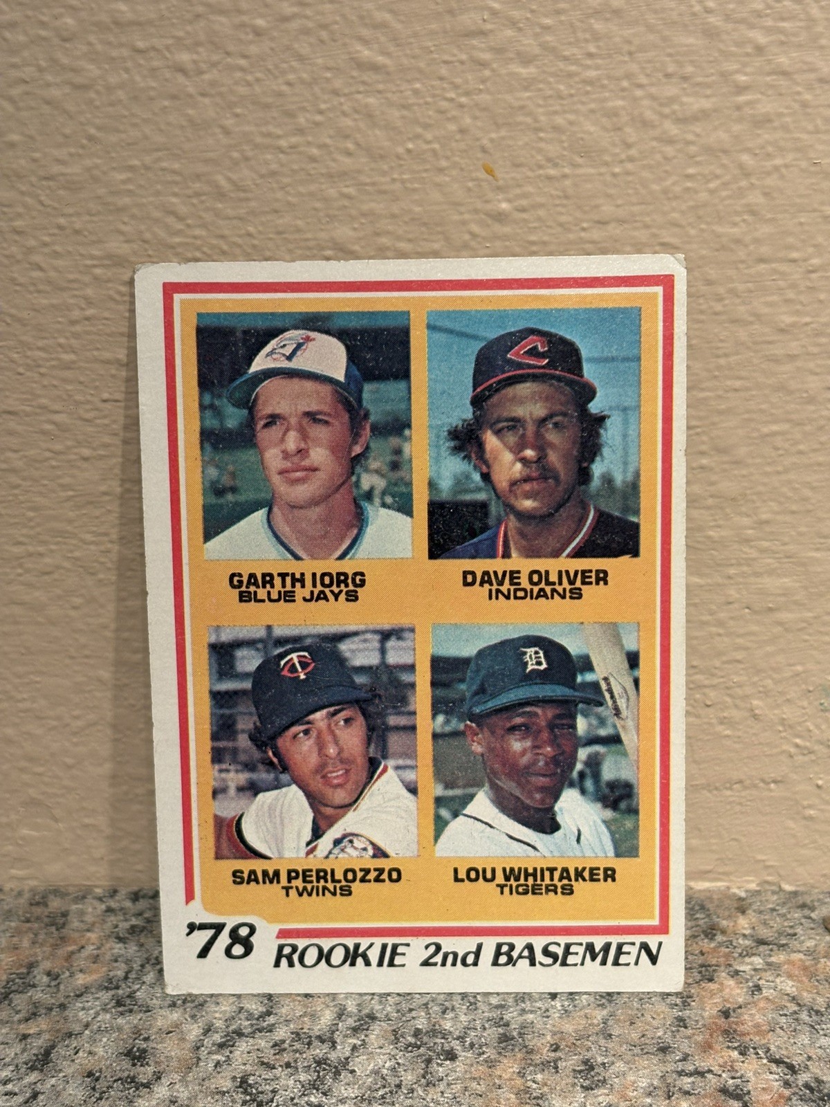 1978 Topps back has writing 704 Lou Whitaker RC Iorg Oliver Perlozzo