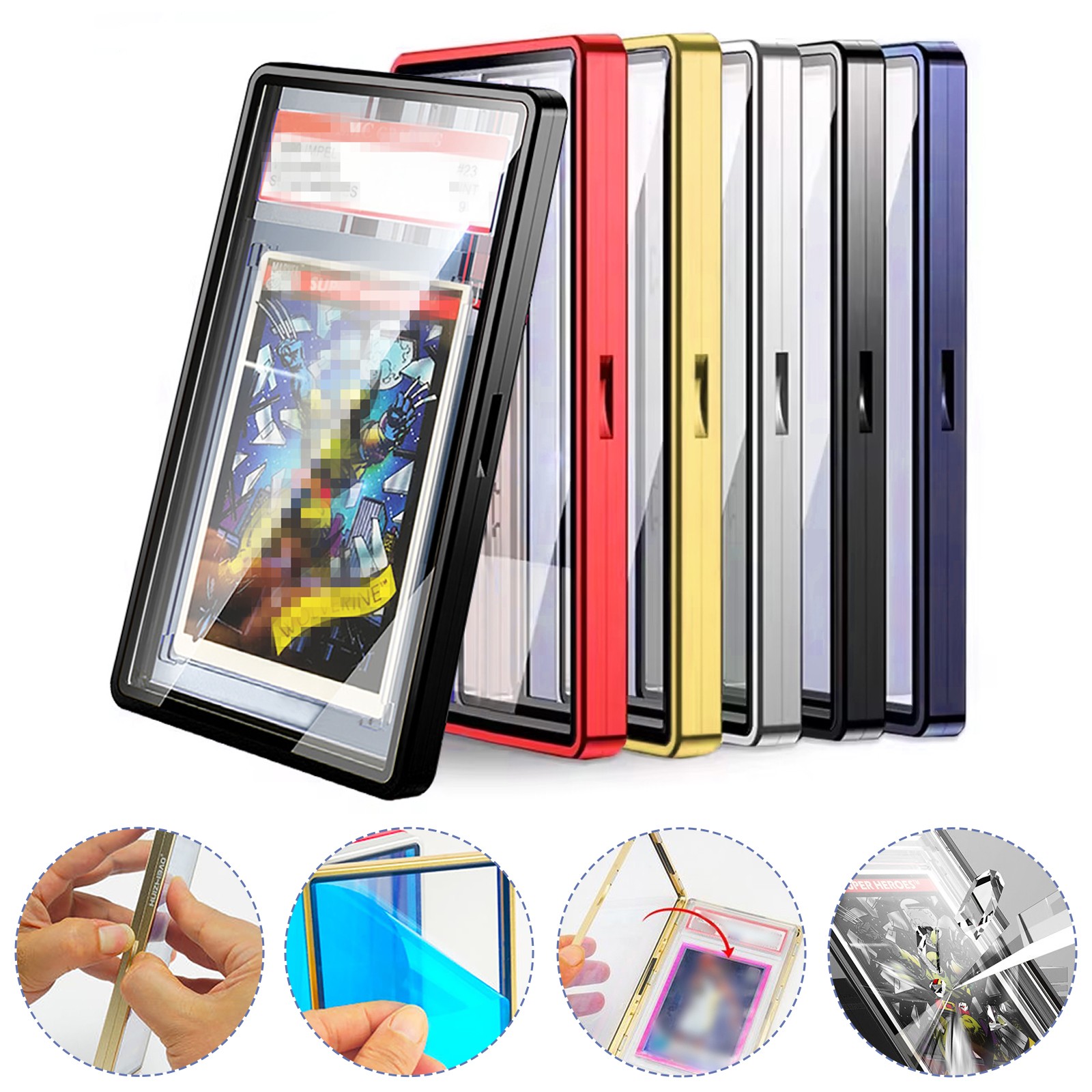 5PCS Magnetic Metal Slabs Protector for PSA Graded Cards Stackable Case Sleeves