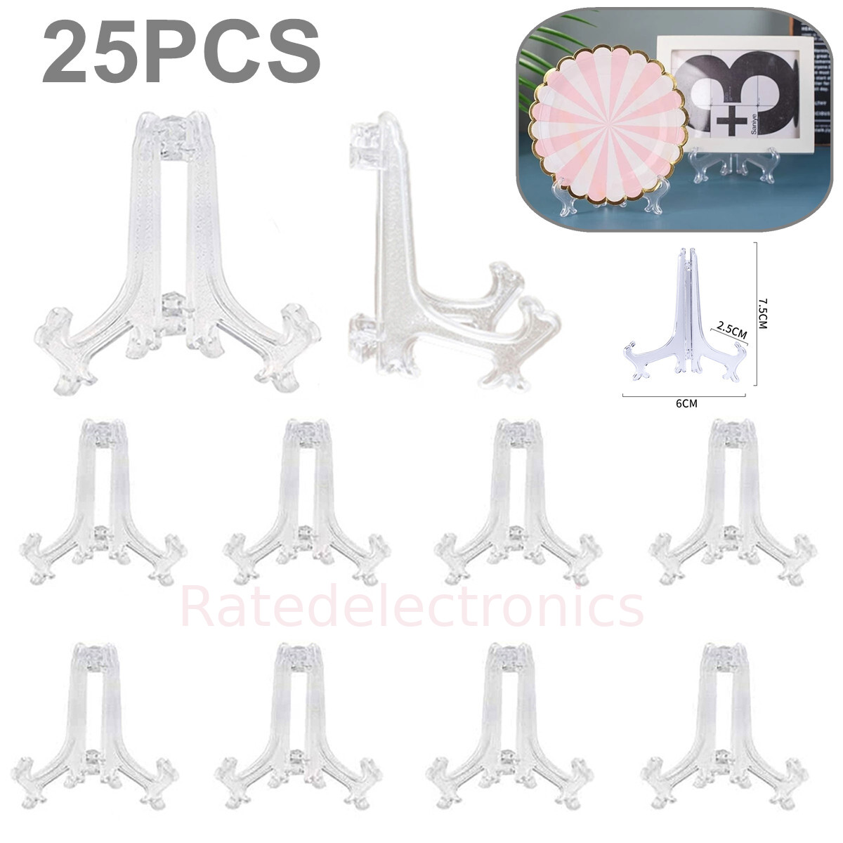 25PCS Trading Card Stands Durable Display Cards Coins Picture Object Holder 3″