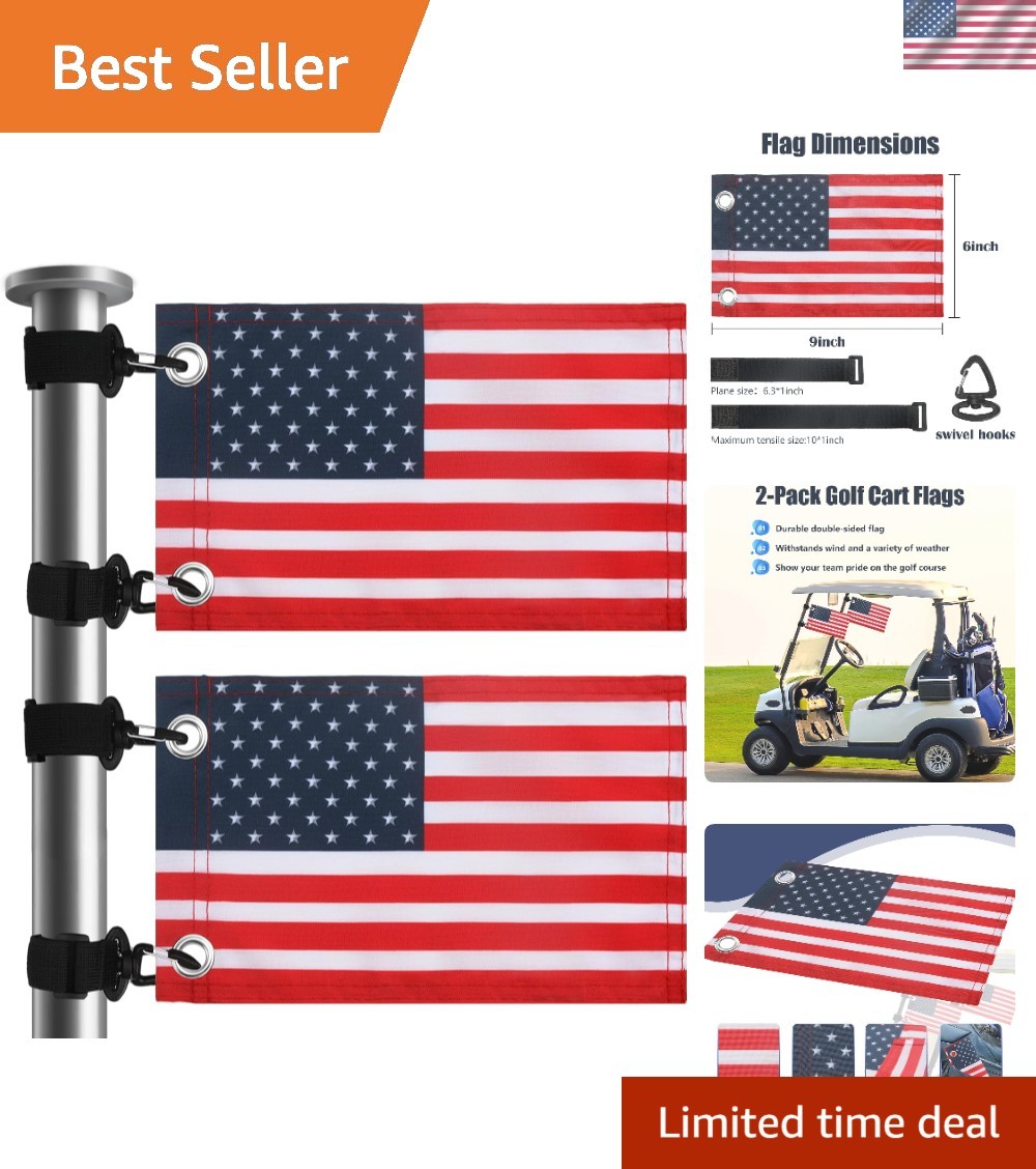 Compact 6″ x 9″ American Flags for Golf Carts – Easy Installation Accessories