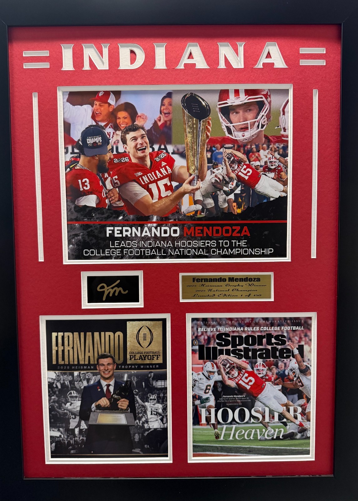 Indiana Hoosiers Fernando Mendoza Framed Championship Display 24×32″