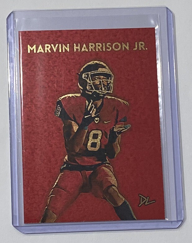Marvin Harrison Jr. Gold Plated Artist Signed St. Joseph’s Prep Trading Card 1/1