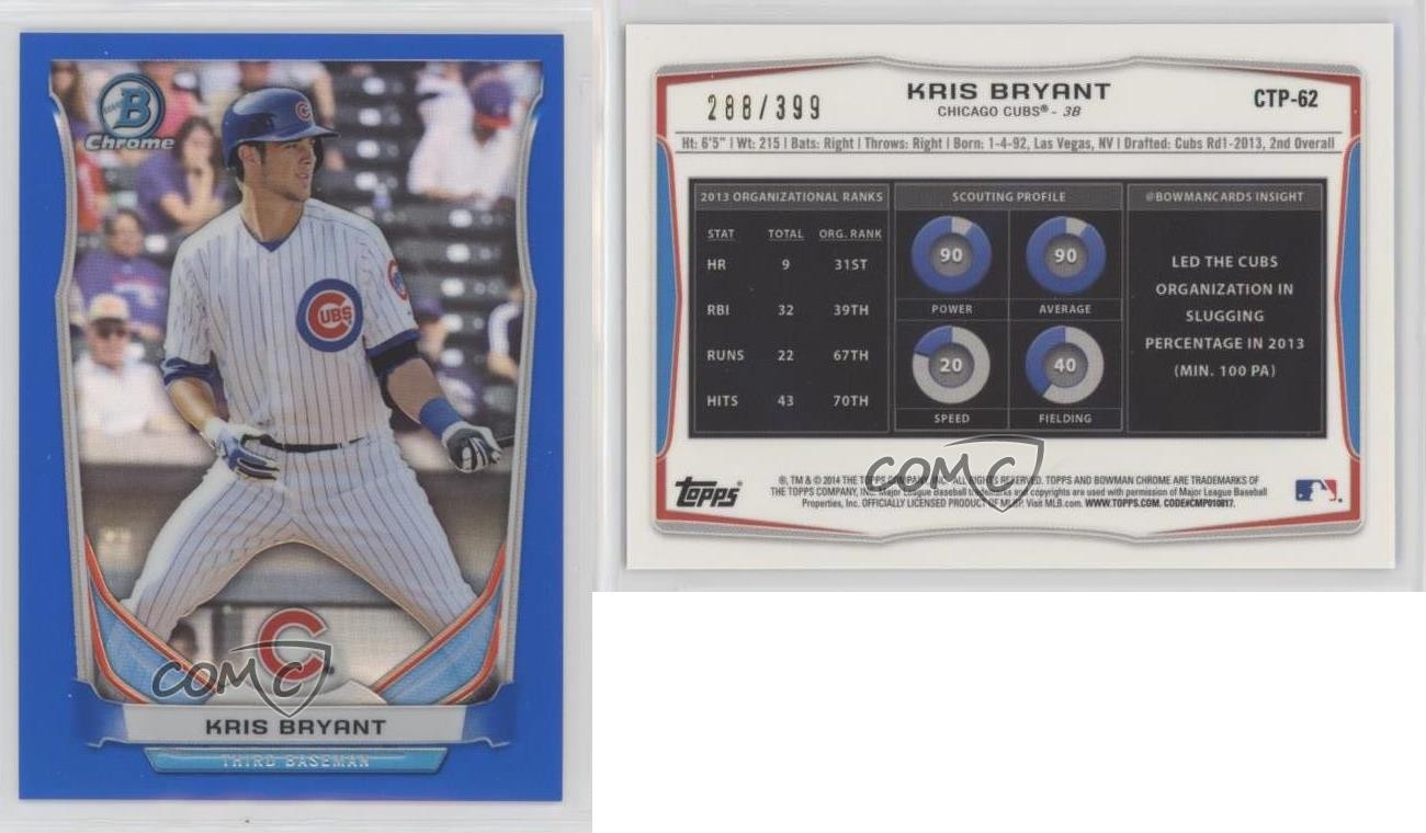 2014 Bowman Draft Top Prospects Chrome Blue Refractor 288/399 Kris Bryant e0h