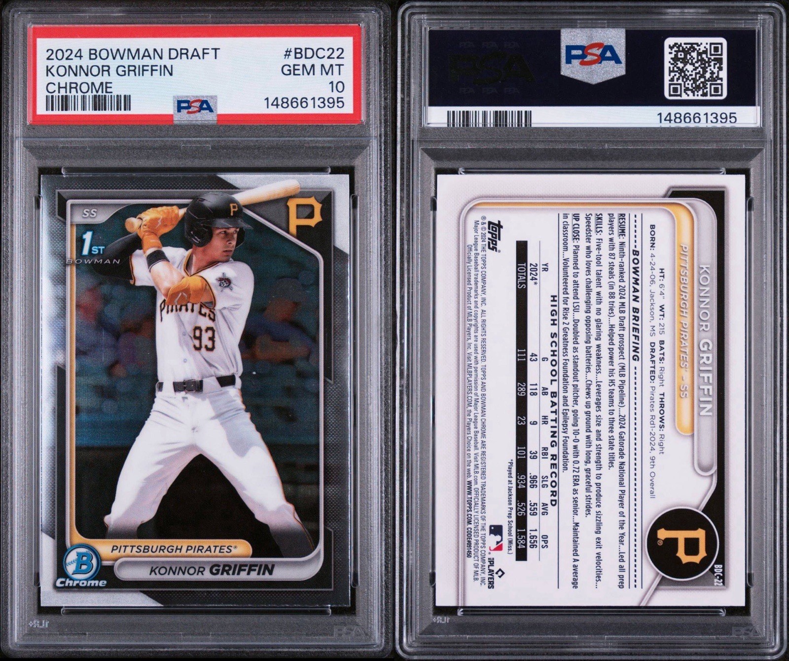 2024 Bowman Draft – Chrome Konnor Griffin #BDC-22 (RC) PSA 10