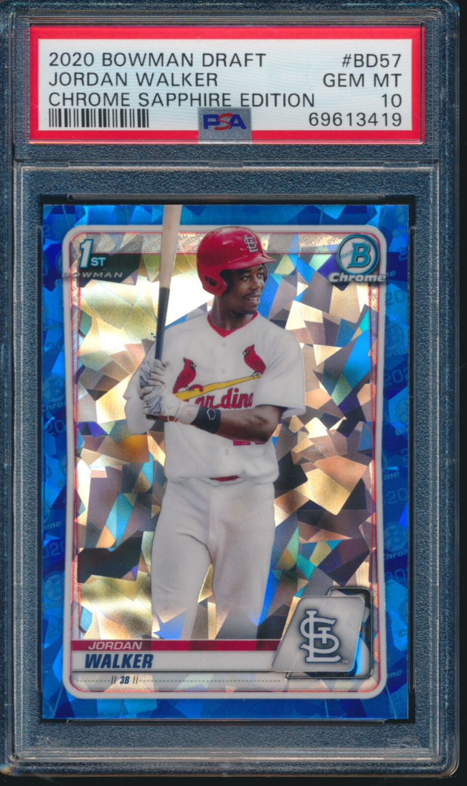 PSA 10 JORDAN WALKER 1st 2020 Bowman Chrome Draft Sapphire Refractor RC GEM MINT