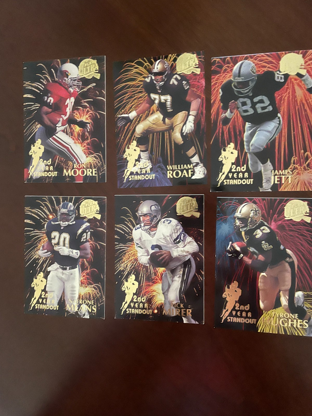 Lot of 6 Diff. 1994 Fleer Ultra 2nd Year Standouts NFL Football Insert Cards MT