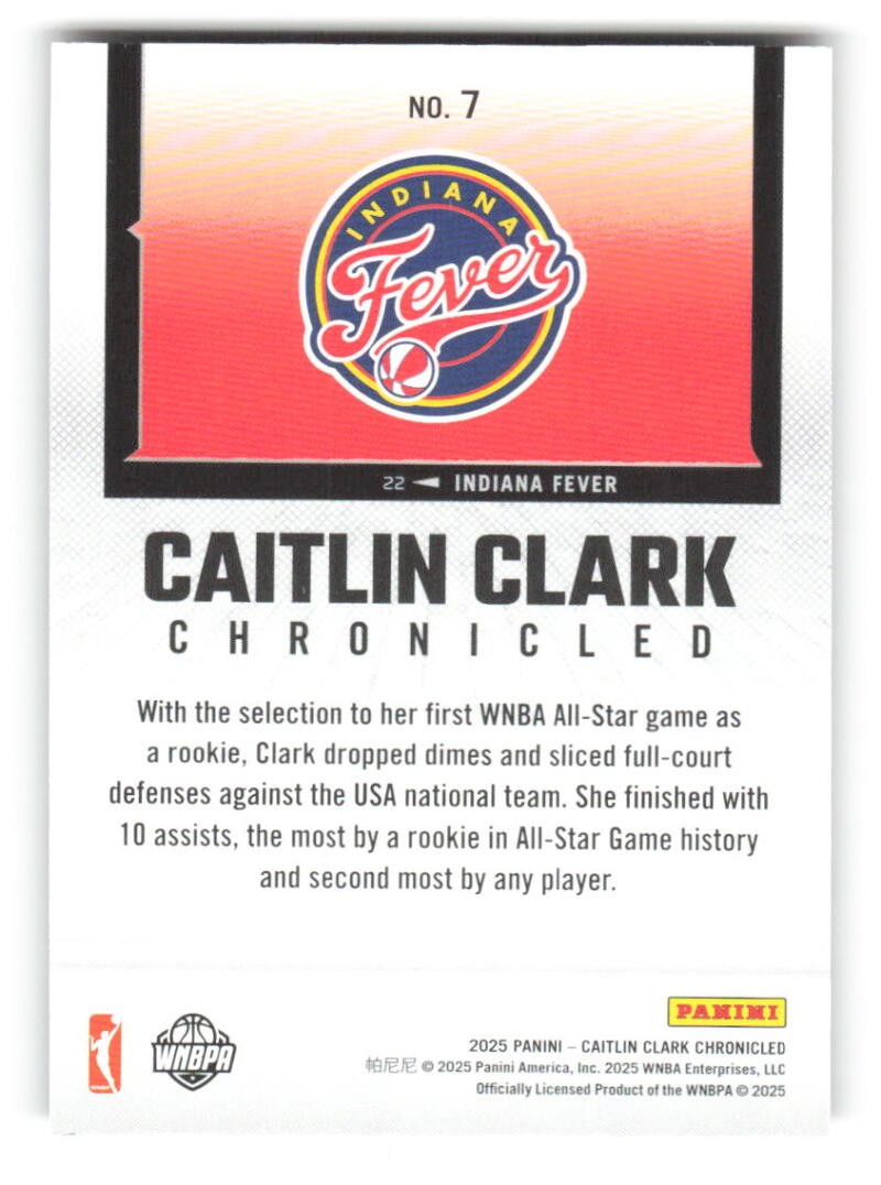 2025 Panini Caitlin Clark Chronicled Red Cracked Ice #7 Caitlin Clark WNBA