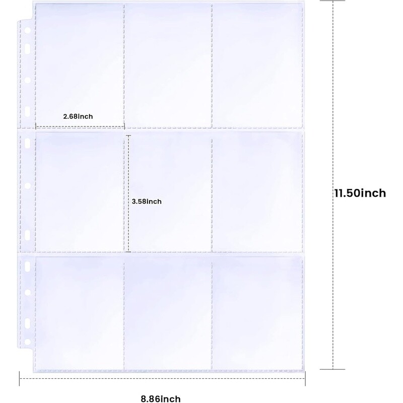 360 Pockets Binder Sleeves Double Sided Trading Card Pages Protector 3 Ring New