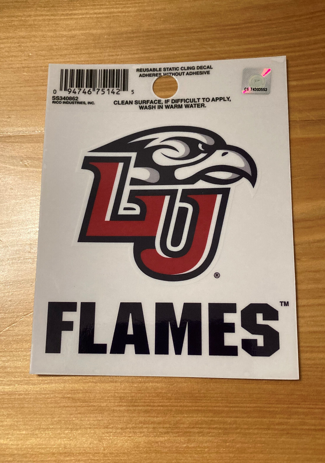 Liberty Flames Logo Static Cling Decal NEW! Window of Car! 3×4 Inches