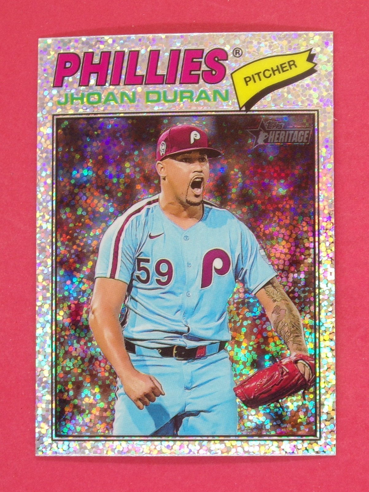2026 Topps Heritage Jhoan Duran SP Chrome Silver Sparkle Refractors #14 Phillies