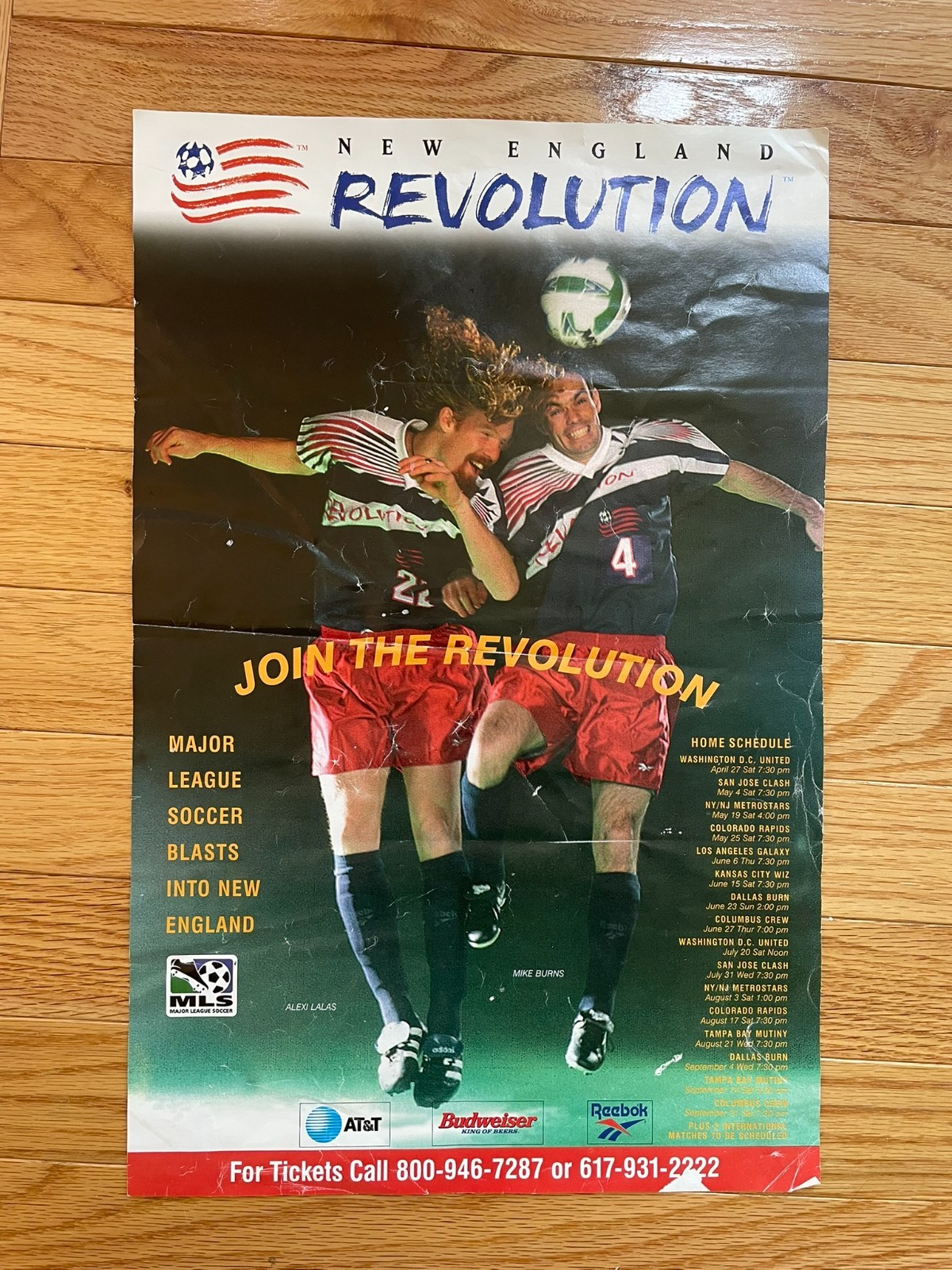 1996 New England Revolution Inaugural Season MLS Alexi Lalas Original Poster