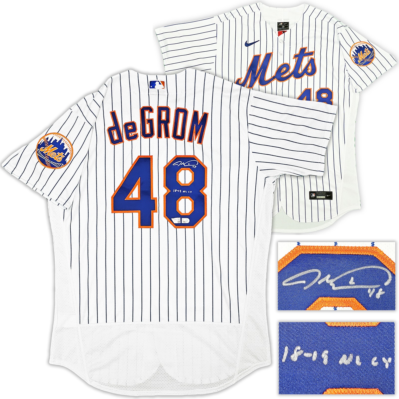 Mets Jacob deGrom Auto White Nike Authentic Jersey Size 44 18-19 NL CY Fanatics