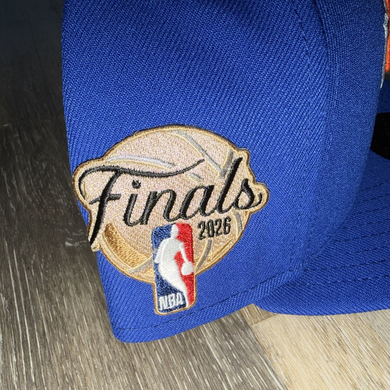 New York Knicks NBA Finals Patch Fitted Hat New Era Authentic 59FIFTY Blue