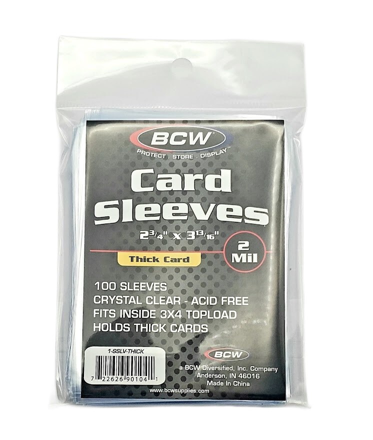 (Pack of 100) BCW THICK Trading Card Sleeves For Thick Extra Thick Sports Cards