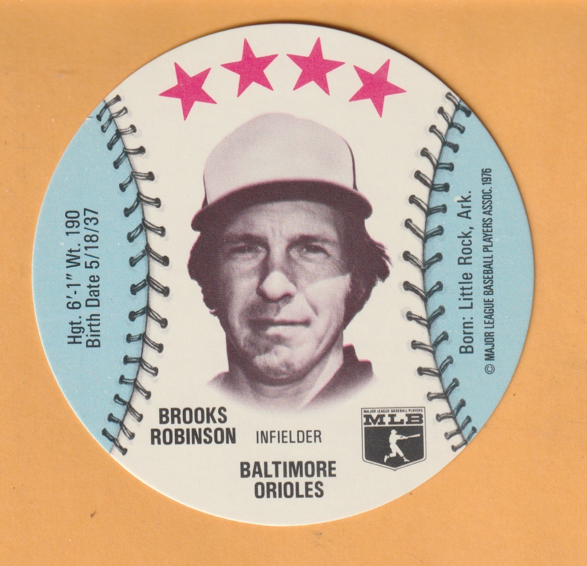 Brooks Robinson Baltimore Orioles 1976 Isaly Discs #48 HOF Little Rock Arkansas