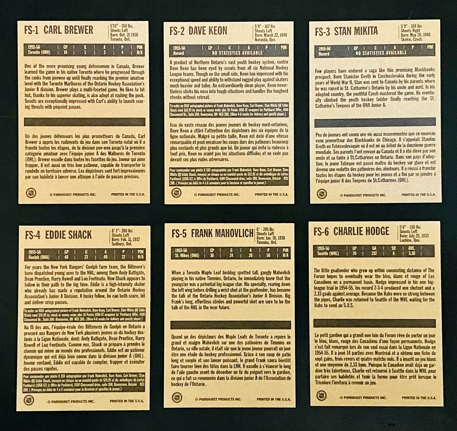 1994 Parkhurst Missing Link Future Stars Complete Set of 6 FS1-FS6