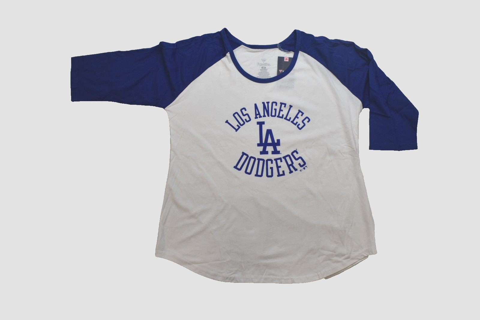 Fanatics Womens Plus Size MLB Los Angeles Dodgers Raglan Shirt NWT 1X, 2X, 3X,4X