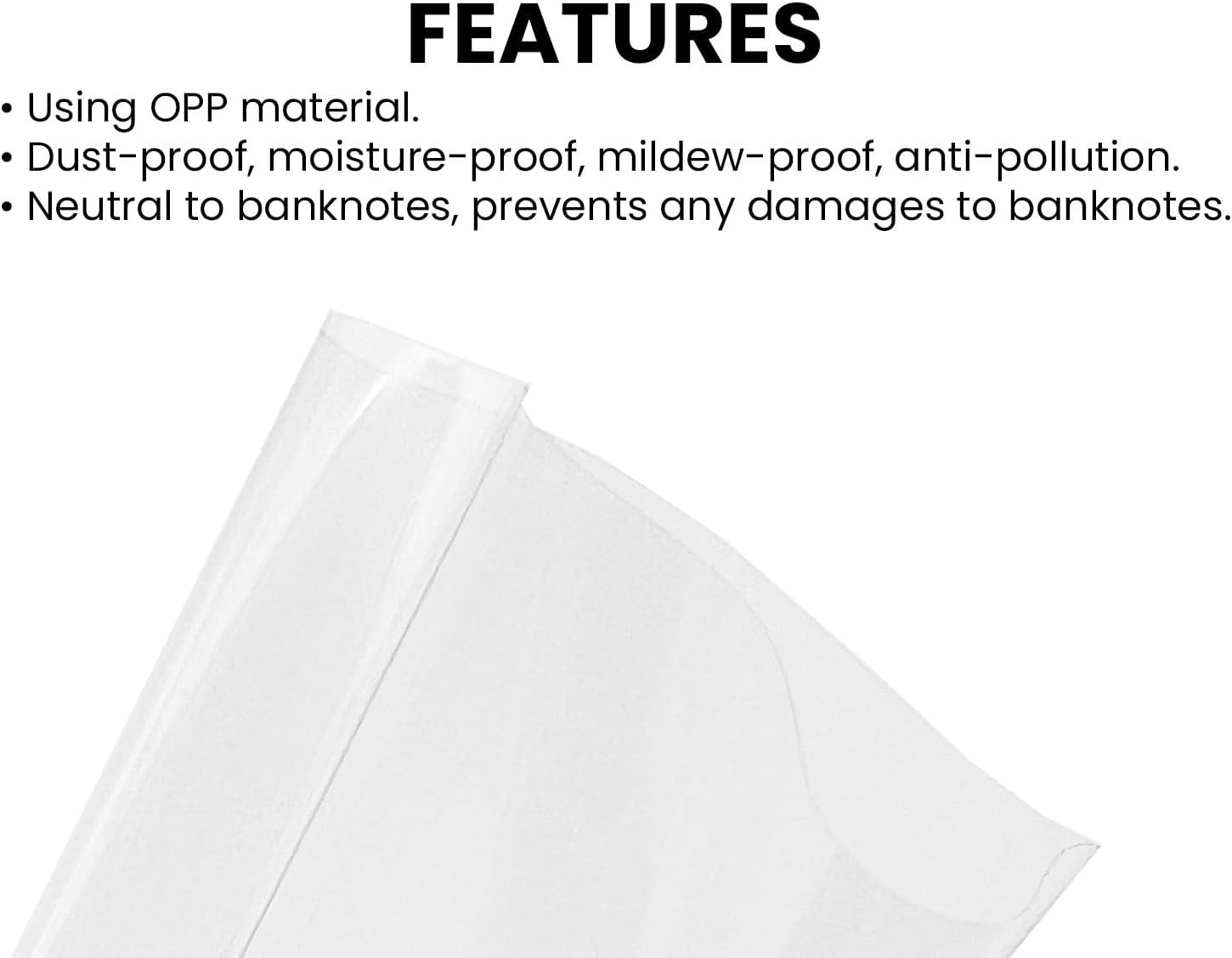 50-Pack Size 7 OPP Banknote Protective Sleeves for Safe Preservation