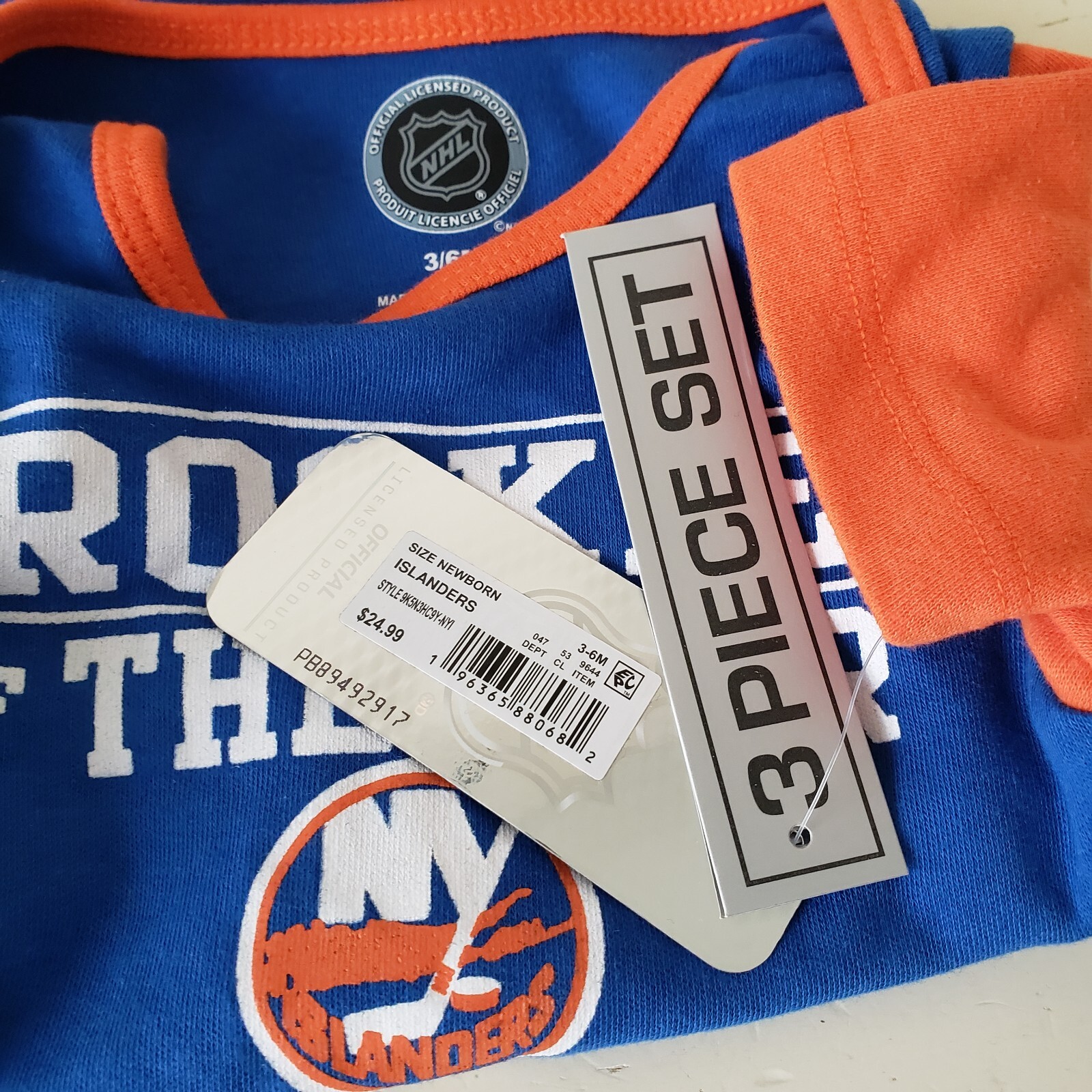 New York Islanders One Piece Creeper Baby Infant 3-6 Months Set Blue NHL NWT