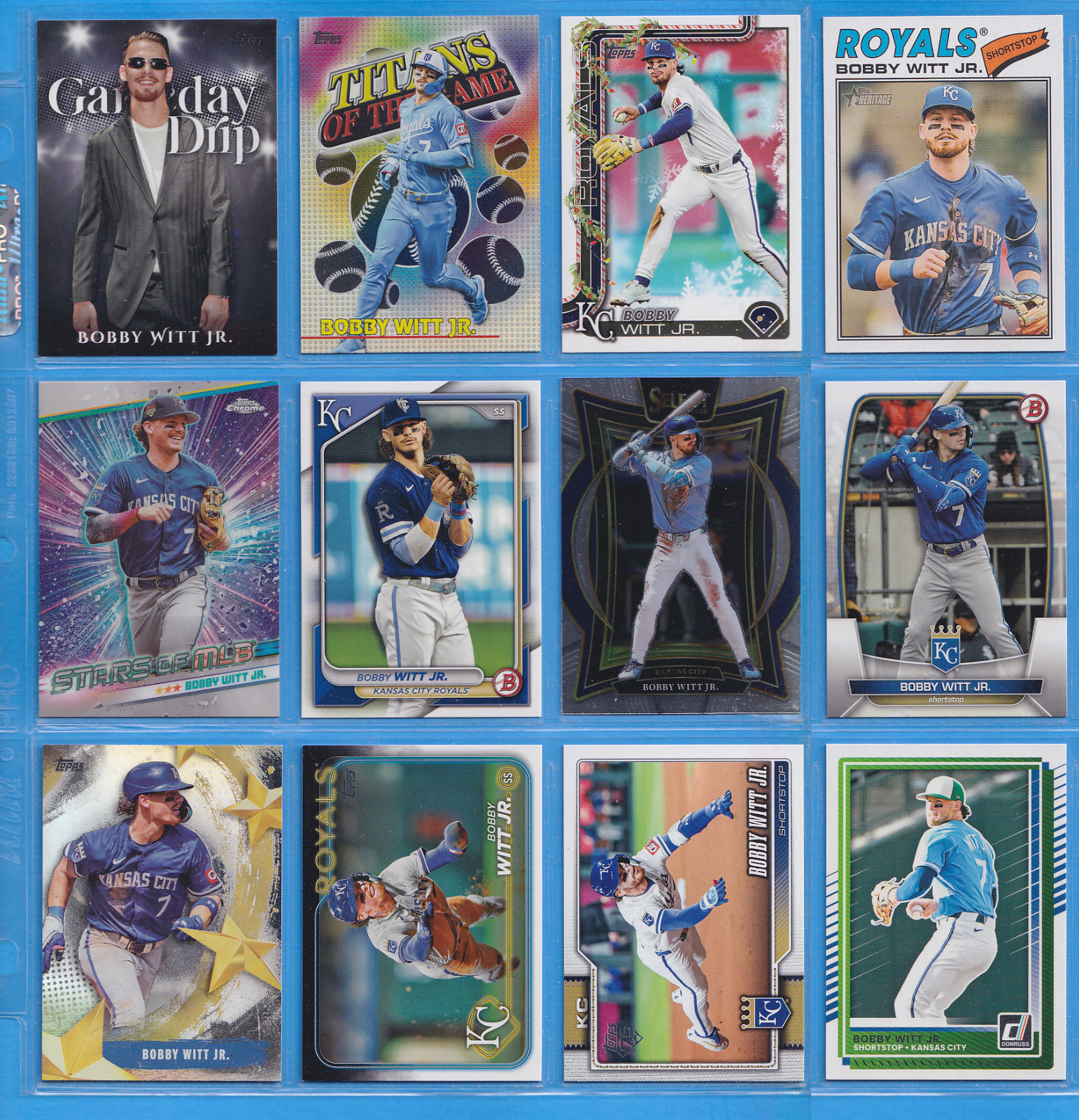 Bobby Witt Jr Lot (12 cards) Gameday Drip Titans+, Kansas City Royals Baseball