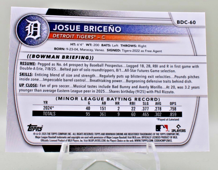 2025 Bowman Draft Chrome Josue Briceno #BDC-60