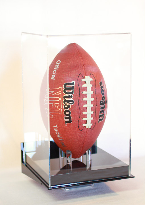 Football display case vertical wall mount full size 85% UV acrylic NFL NCAA