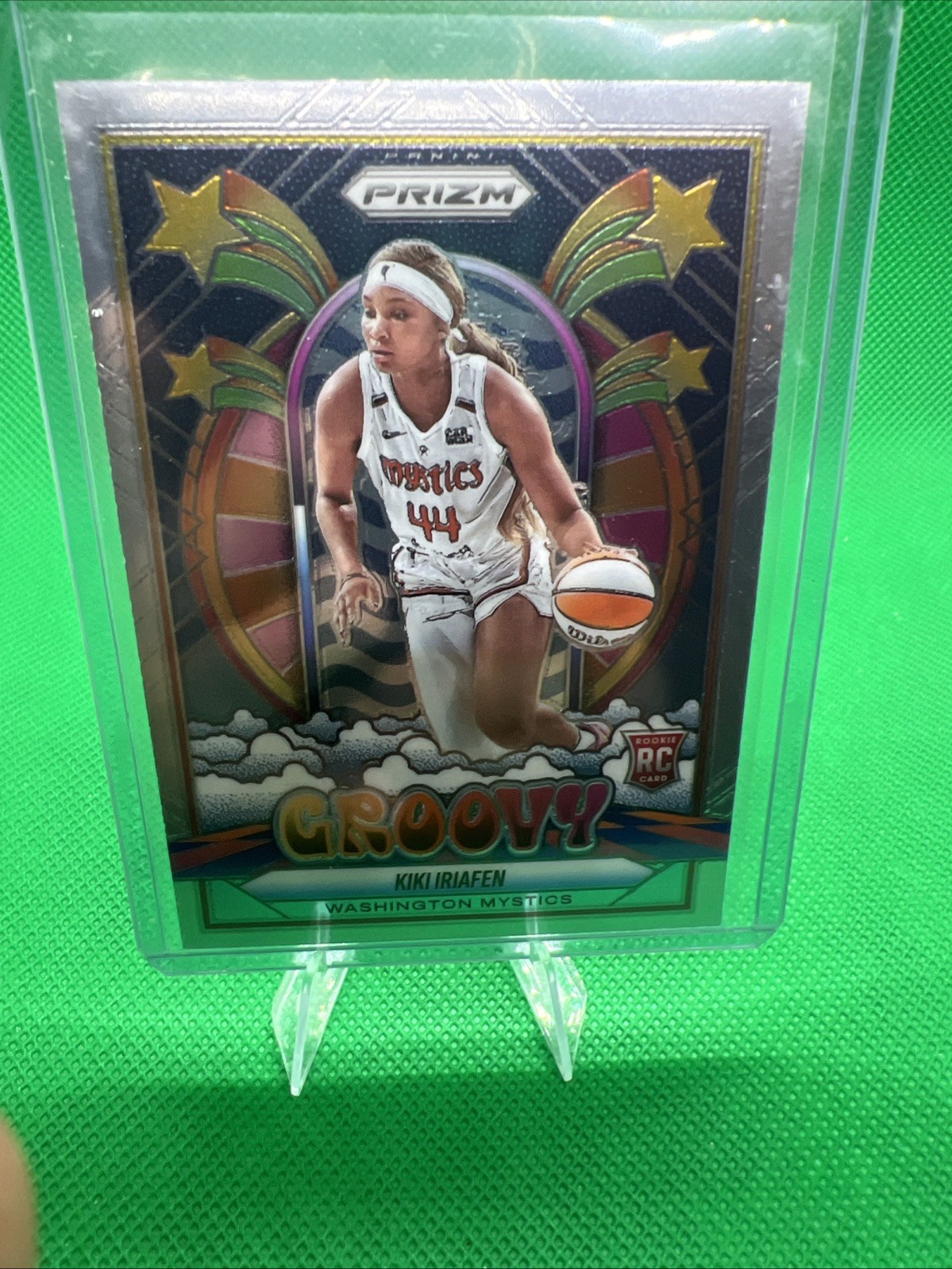 2025 WNBA Prizm Kiki Iriafen Groovy Rookie Insert #15 Washington Mystics