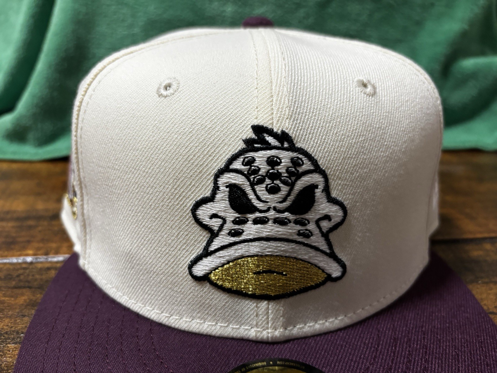 Anaheim Mighty Ducks Off White Plum New Era Fitted 7 3/4 Green Glow In The Dark