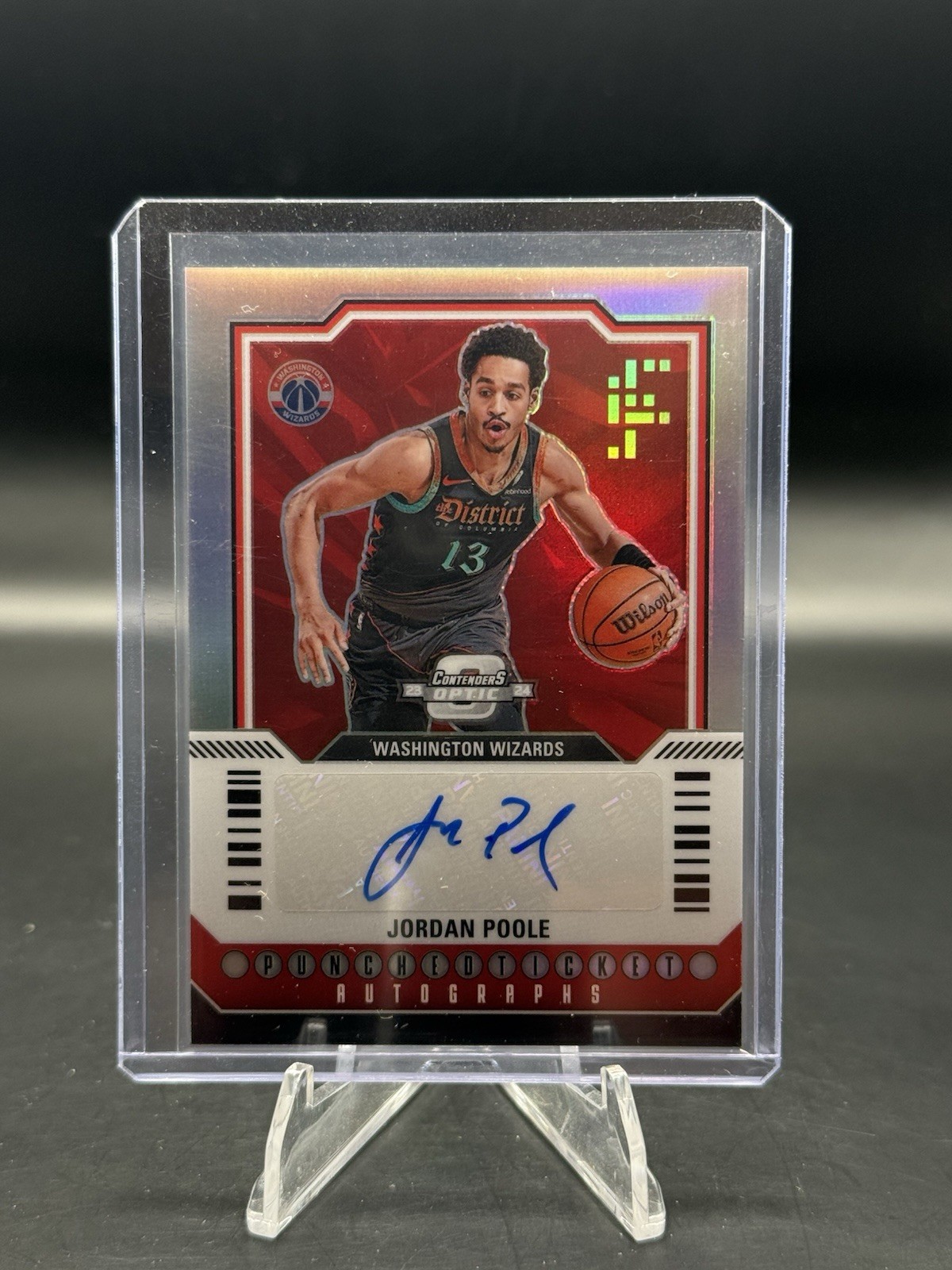 2023-24 Panini Contenders Optic Prizm Jordan Poole Auto #PT-JPW 70/125 Wizards